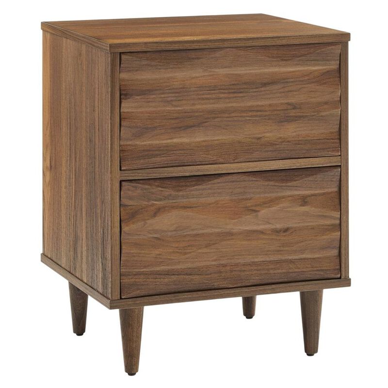Brown Wooden Nightstand with Two Drawers and Sleek Modern Design image number 0
