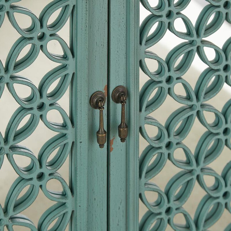 Liberty Furniture Kensington 3 Door Accent Cabinet in Turquoise w/ Worn Wood Tone Top image number 6
