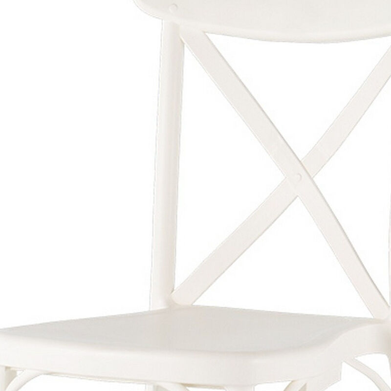 HomeRoots Set of Two White Heavy Duty Plastic Outdoor Stacking Dining Chairs image number 3