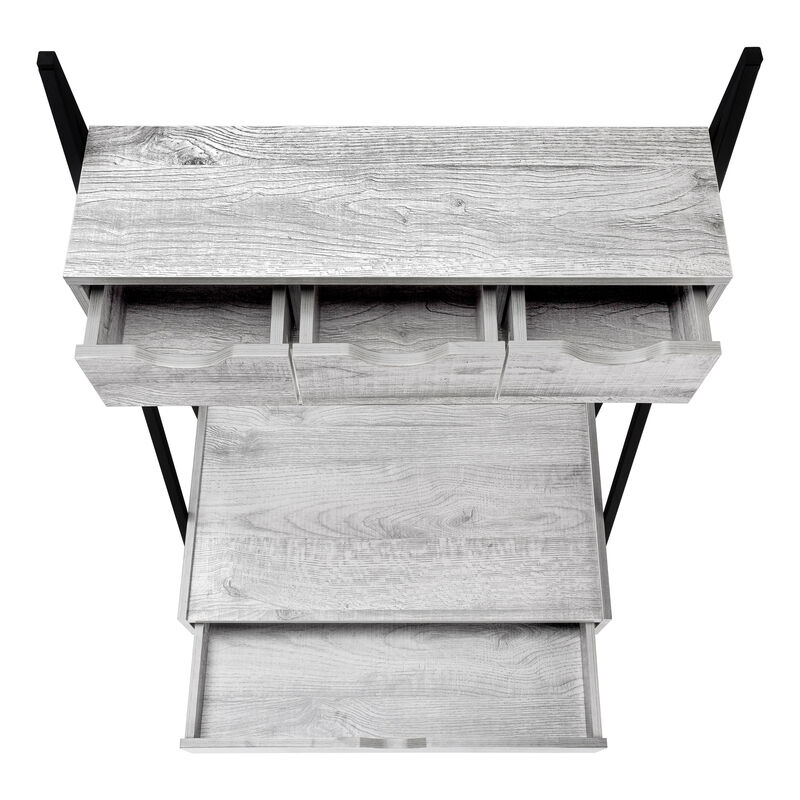 Monarch Specialties I 7331 Computer Desk, Home Office, Laptop, Leaning, Storage Drawers, 32"L, Work, Metal, Laminate, Grey, Black, Contemporary, Modern