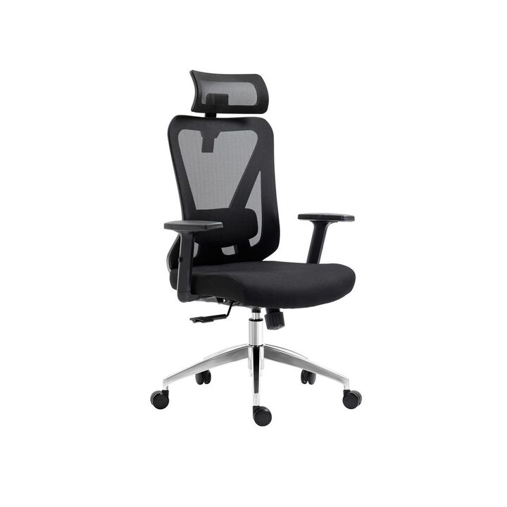 Techni Mobili Truly Ergonomic Mesh Office Chair with Headrest & Lumbar Support, Black