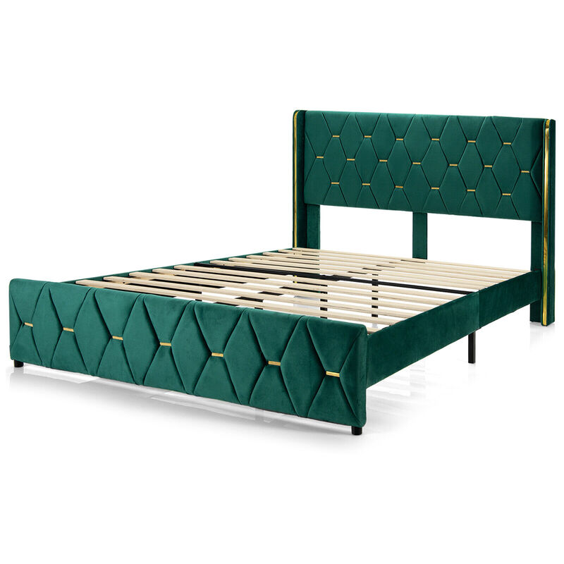Queen/Full Size Upholstered Platform Bed Frame with Adjustable Headboard-Full Size