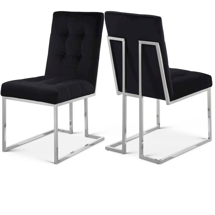 Meridian Furniture Alexis Black Velvet Dining Chair, Set of 2