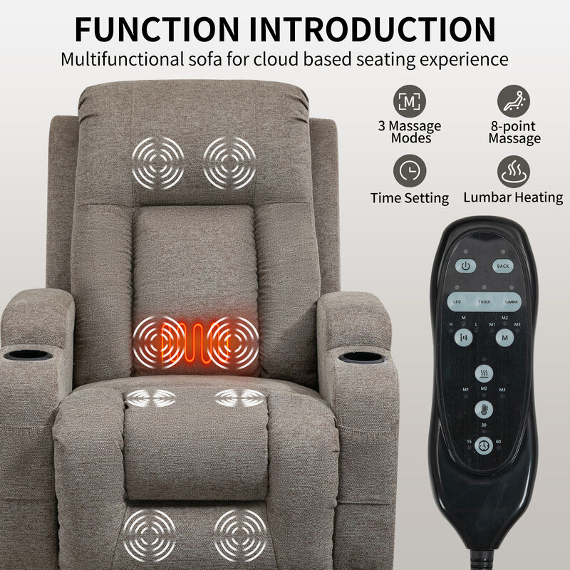 Power Lift Recliner Chair With Massage and Lumbar Heating