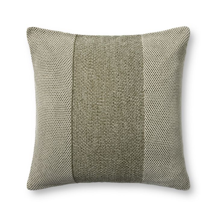 Ivory/Green 18''x18'' Cover w/Down Pillow