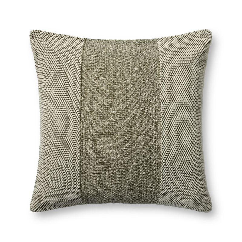 Ivory/Green 18''x18'' Cover w/Down Pillow image number 0