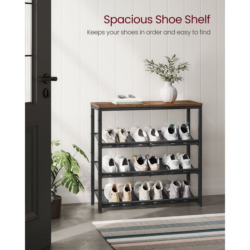 4-Tier Shoe Rack for Compact Storage and Easy Organization