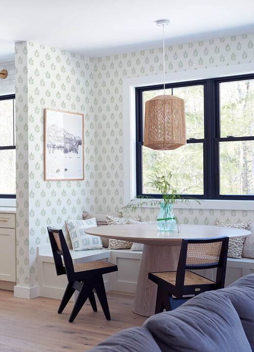 Ervic Green Leaf Block Print Wallpaper