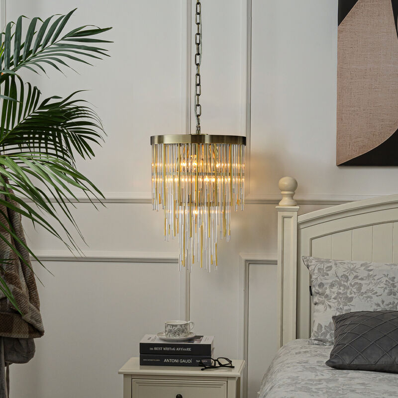 Antique Bronze Modern Glam Chandelier with Adjustable Drop Tiered Pendant for Dining Room or Foyer image number 3