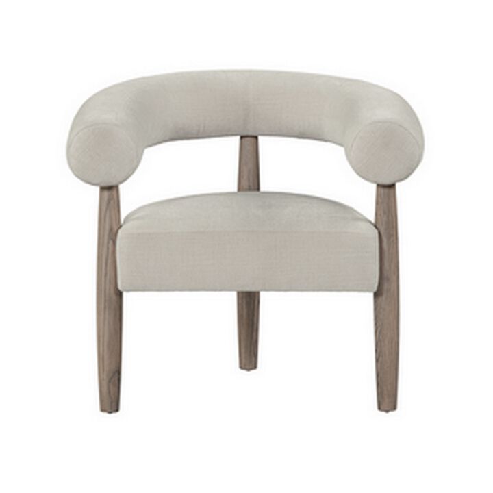 Zob 33 Inch Armchair, Wishbone Curved Cushioned Frame, Cream Beige, Taupe