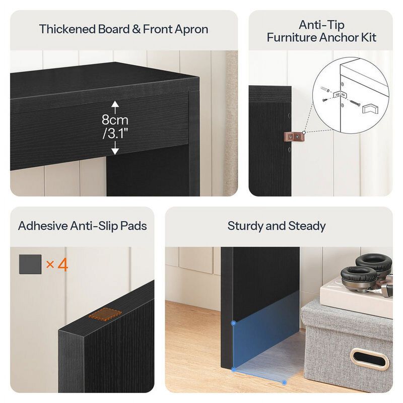 Narrow Console Table with Open Storage for Entryway and Living Room-Black image number 5