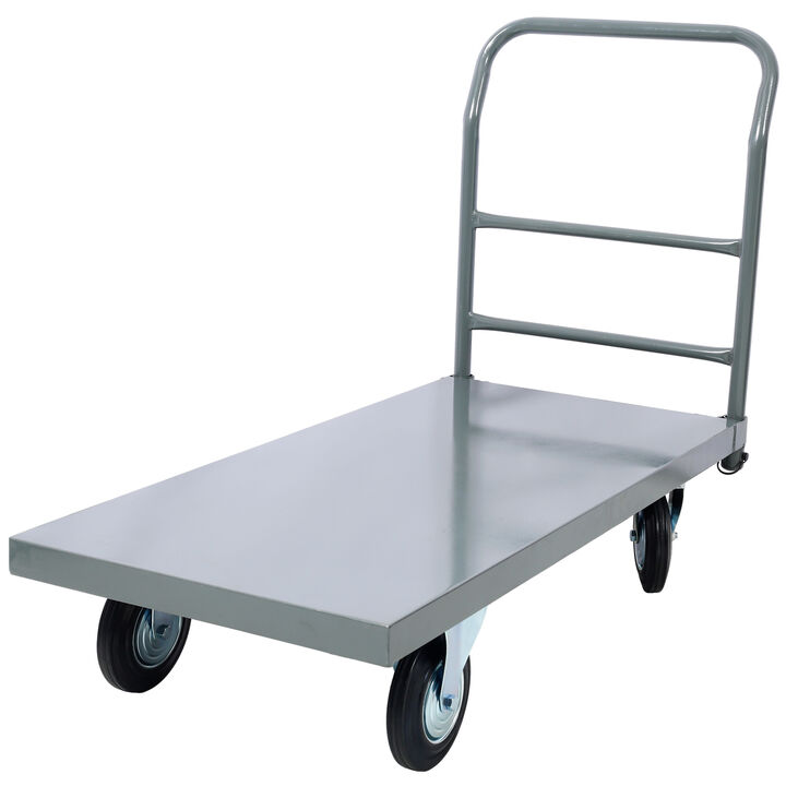 ELEMENT ACE Heavy Duty Industrial Platform Truck Flat Dolly Cart with Wheels, 2000lb Capacity Flatbed Hand Truck for Residential Commercial Use