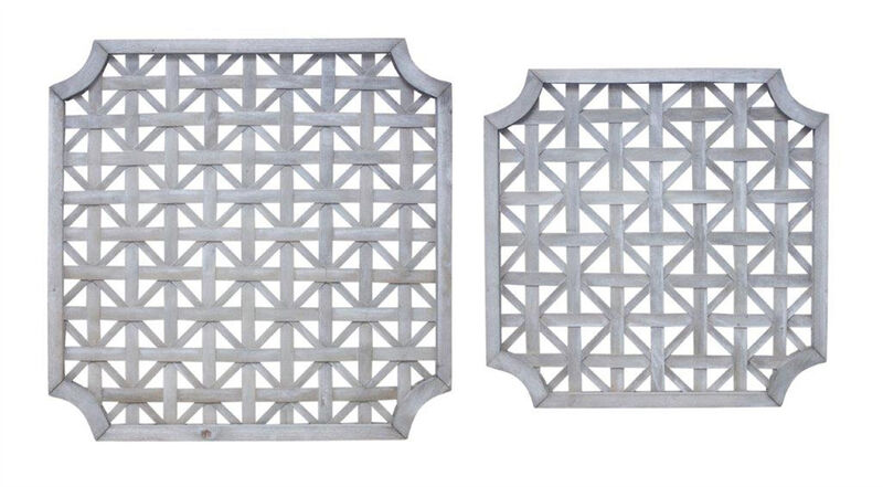 HomeRoots Set of Two Gray Geometric Solid Wood Square Framed Art image number 0