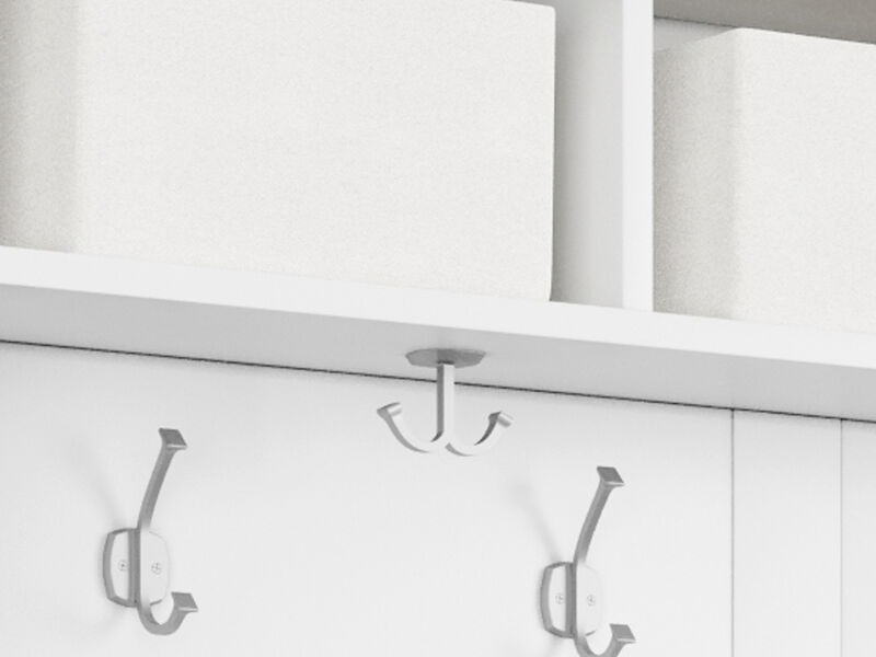 Solid Wood Hall Tree Entryway Bench with 1 Bin & 8 Pair Shoe Dividers