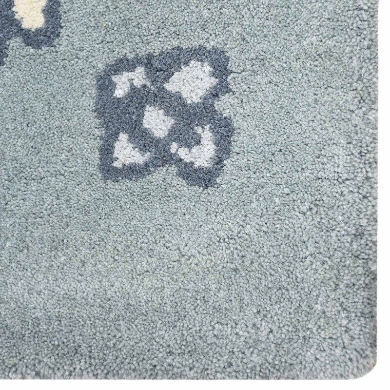 RUGSOTIC CARPETS HAND TUFTED WOOL ECO-FRIENDLY AREA RUGS  - 5'x7'6'', Rectangle Shape, Gray, Floral Modern Design, High Pile Thick Handmade Anti Skid Area Rugs for Living Room, Bed Room (K03107)