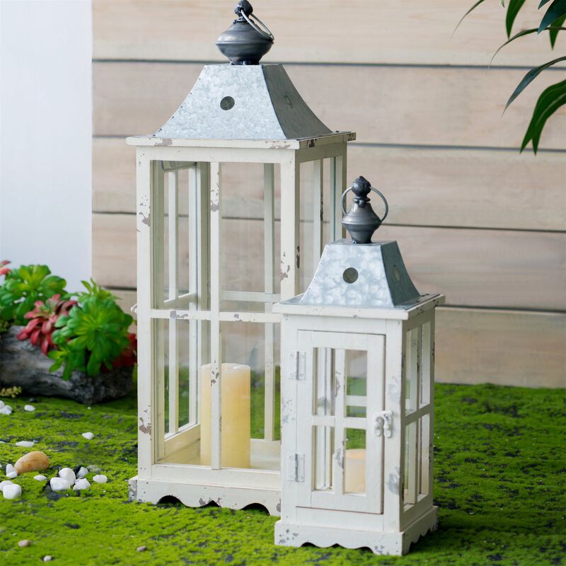 Clihome Wooden Candle Lantern Decorative Lantern Holder Decor for Outdoor, Home Garden Wedding