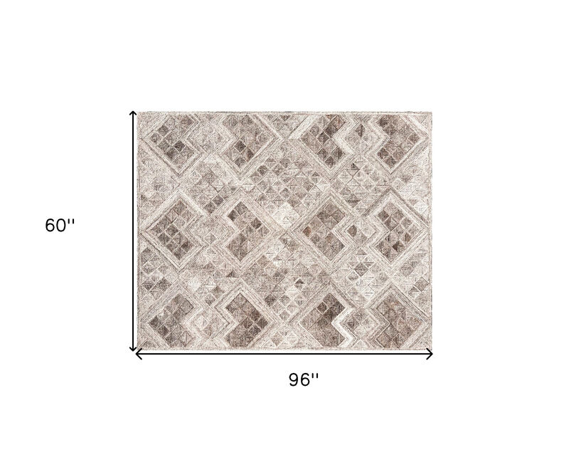 HomeRoots Abstract Geometric Hand Tufted Non Skid Area Rug image number 5