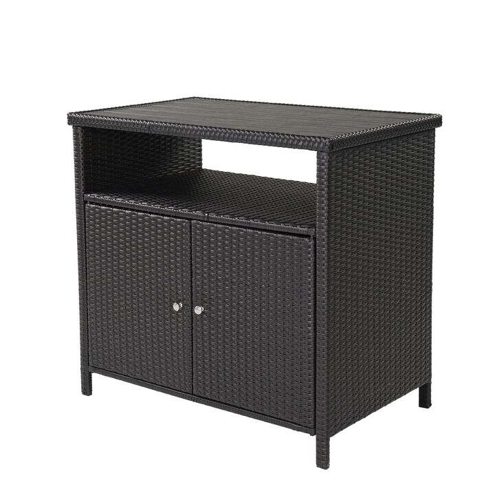 Mondawe Removable Rattan Dining Cabinet with UV-Resistant Handwoven Resin & Multi Functional Storage