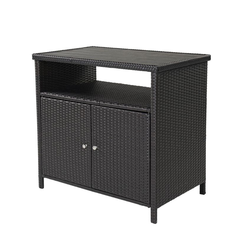 Mondawe Removable Rattan Dining Cabinet with UV-Resistant Handwoven Resin & Multi Functional Storage