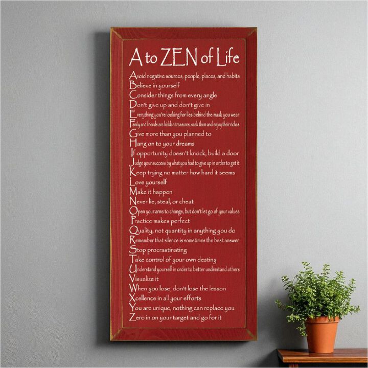 A to ZEN of Life Funny Zen Quote Wooden Wall Sign