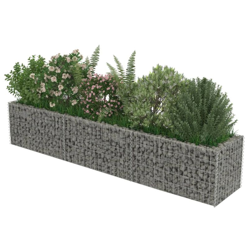vidaXL Gabion Raised Bed Galvanised Steel 106.3"x19.7"x19.7"