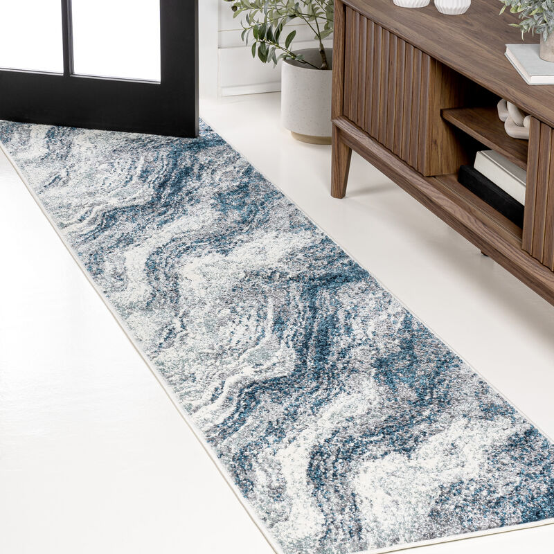 Kassia Contemporary Glam Abstract Marble Area Rug