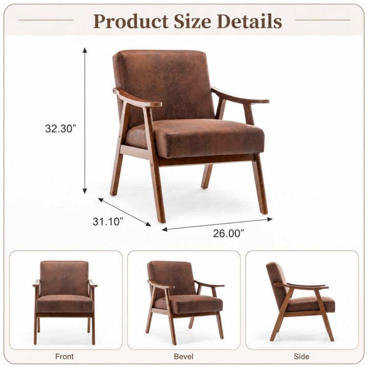 GOODSILO Mid-Century Modern Accent Chair, Wingback Lounge Chair with Thick Backrest for Living Room, Bedroom and Reading Spaces