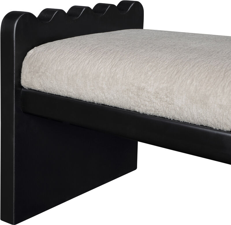 Meridian Furniture Sonia Beige Velour Fur Fabric Bench