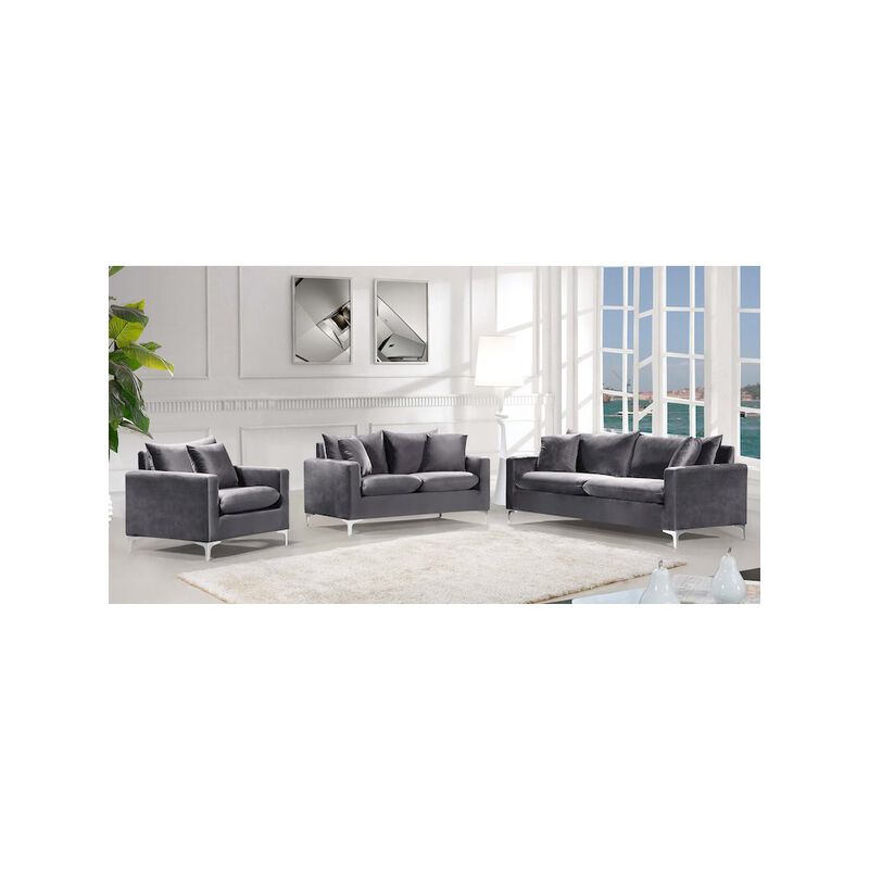 Meridian Furniture Naomi Grey Velvet Loveseat