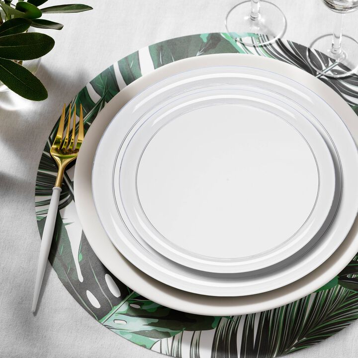 Clear Flat Round Plastic Dinnerware Value Set (40 Sets)