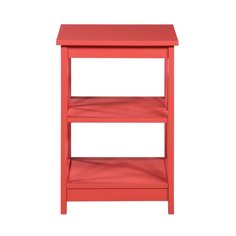 Convenience Concepts Oxford End Table with Shelves, Coral