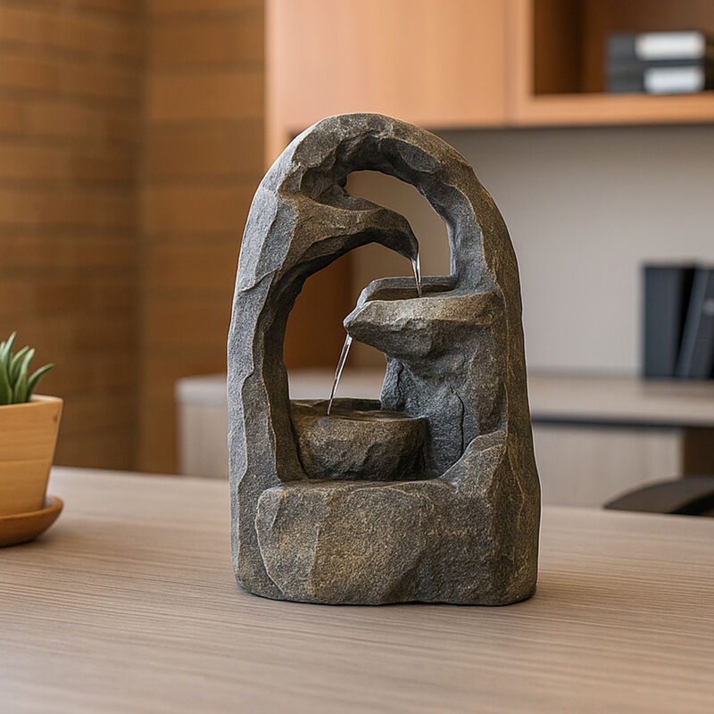 Sunnydaze Cavernous Rock Tiers Resin Indoor Water Fountain - 12 in