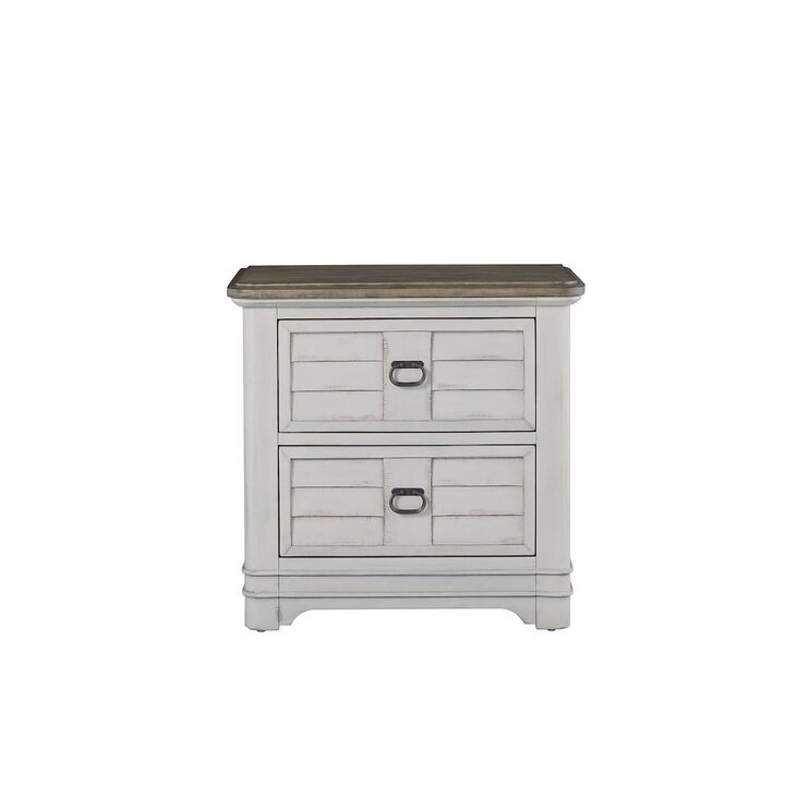 American Woodcrafters Meadowbrook 2-Drawer Nightstand - Whitewash - Sand Top
