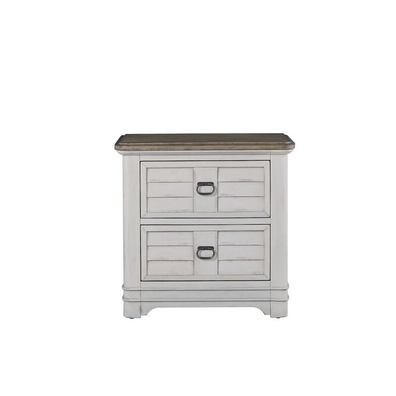 American Woodcrafters Meadowbrook 2-Drawer Nightstand - Whitewash - Sand Top
