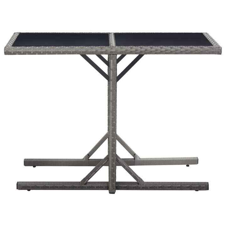 vidaXL Garden Table Anthracite 43.3"x20.9"x28.3" Glass and Poly Rattan