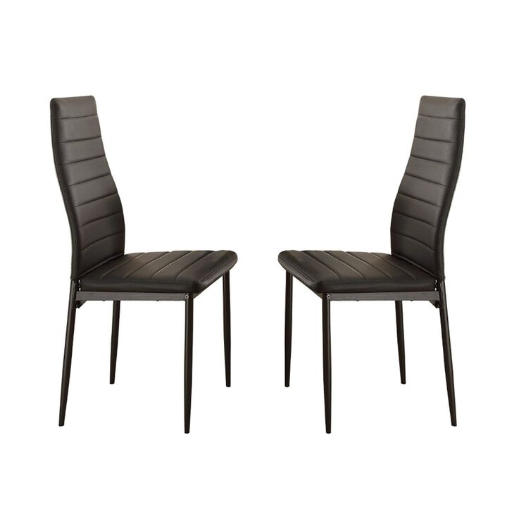 Bi Cast Vinyl Side Chairs With Curvy Backs, Set of 2, Black