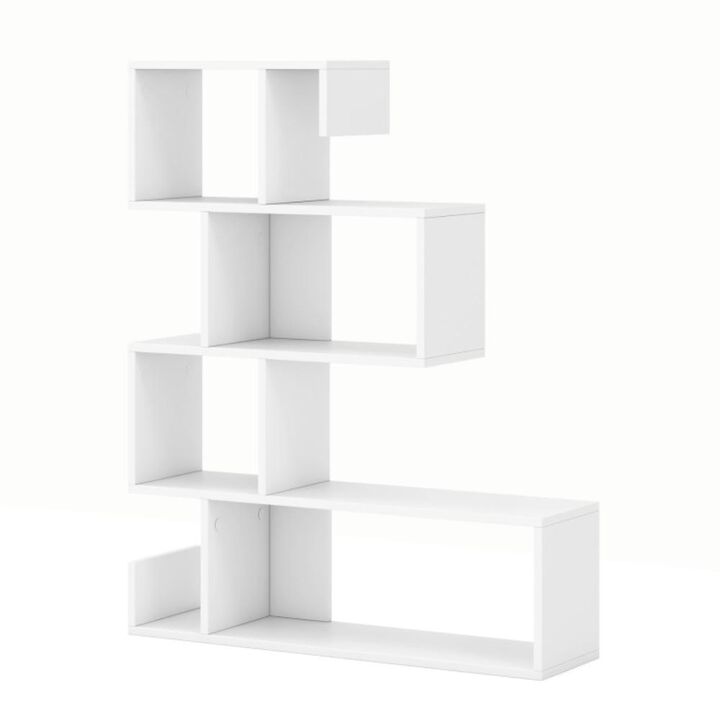 Hivvago 5-Tier S-Shaped Bookshelf Geometric Z-Shelf Bookcase with Open Cubes