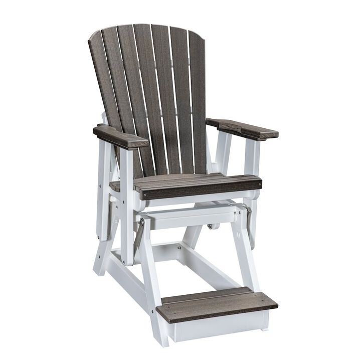 American Furniture Classics Fan Back Balcony Glider in Coastal Gray on a White Base