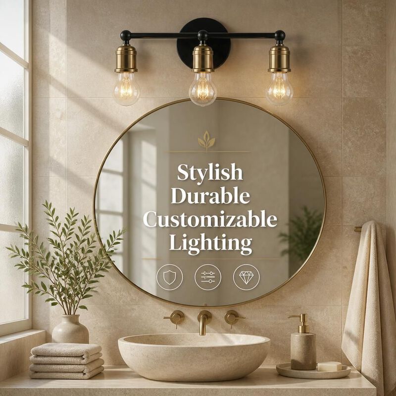 ELEMENT ACE 3-Light Industrial Farmhouse Bathroom Vanity Light Fixture, Over Mirror Wall Sconce for Bathroom Hallway Bedroom, No Bulbs Included image number 4