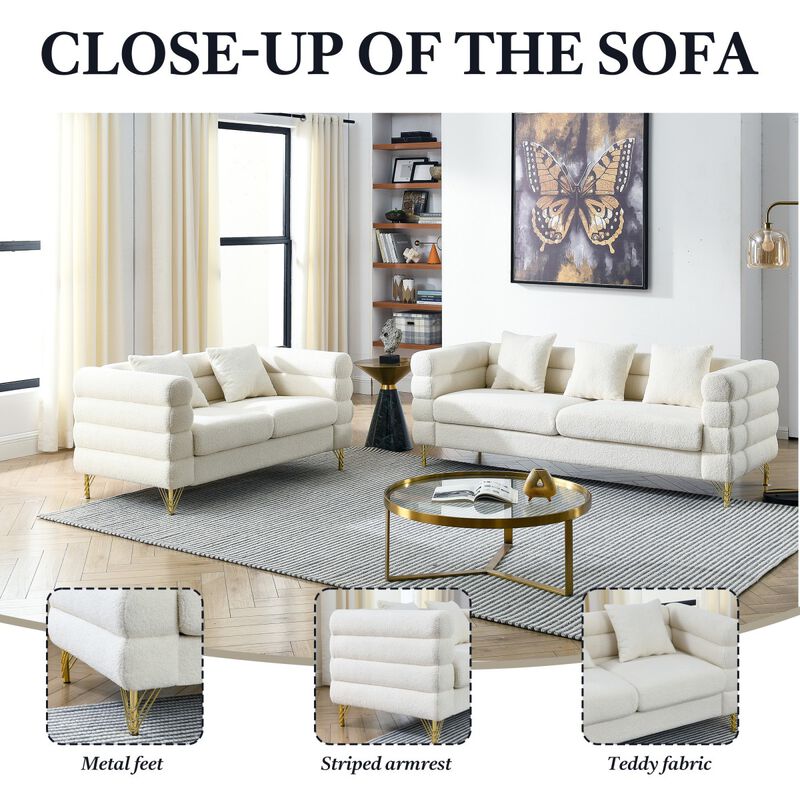 Sibsod modern-design plush cloud-shaped sofa set image number 5