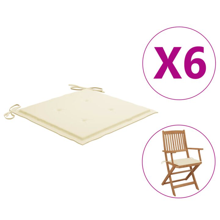 vidaXL Garden Chair Cushions 6 pcs Cream 15.7"x15.7"x1.6" Fabric