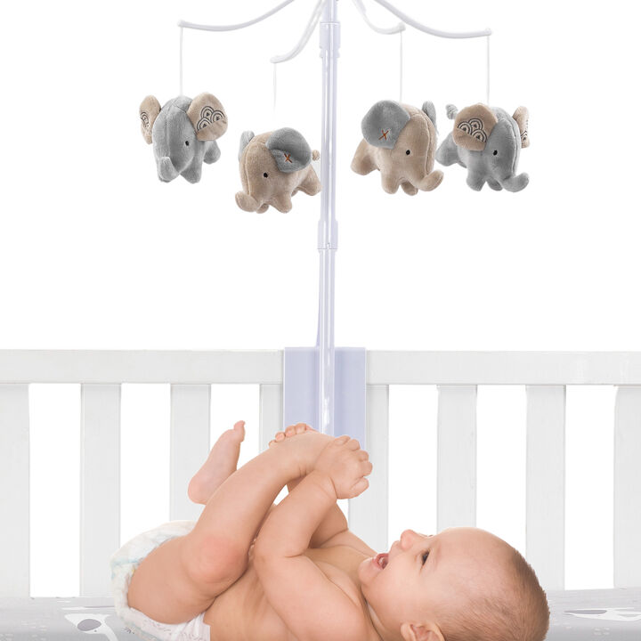 Bedtime Originals Elephant Love Musical Baby Crib Mobile Soother Toy - Gray