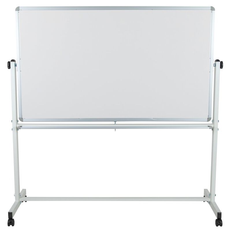 Flash Furniture 62.5"W x 62.25"H Reversible Mobile Board and White Board with Pen Tray image number 8
