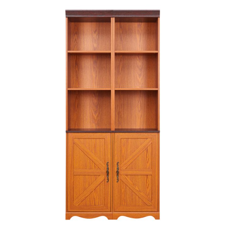 Gitzam Farmhouse Tall Storage Cabinet Barn‑Door 2‑Pack Combo Unit