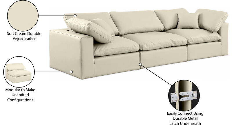 Meridian Furniture Comfy Cream Vegan Leather Modular Sofa image number 9