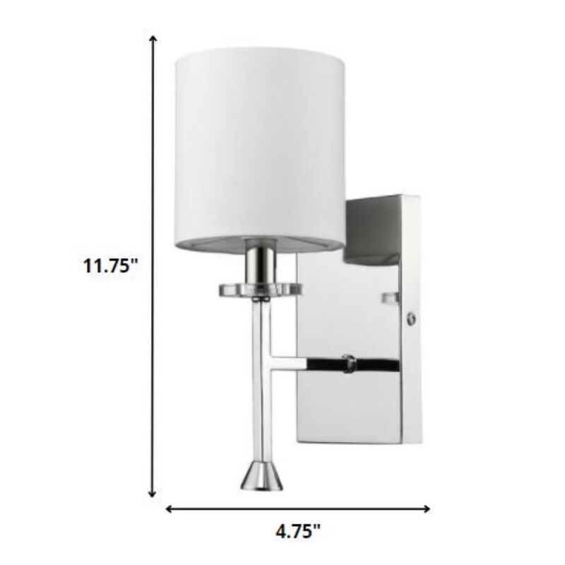 Hivvago Minimalist Silver Wall Sconce with Fabric Shade