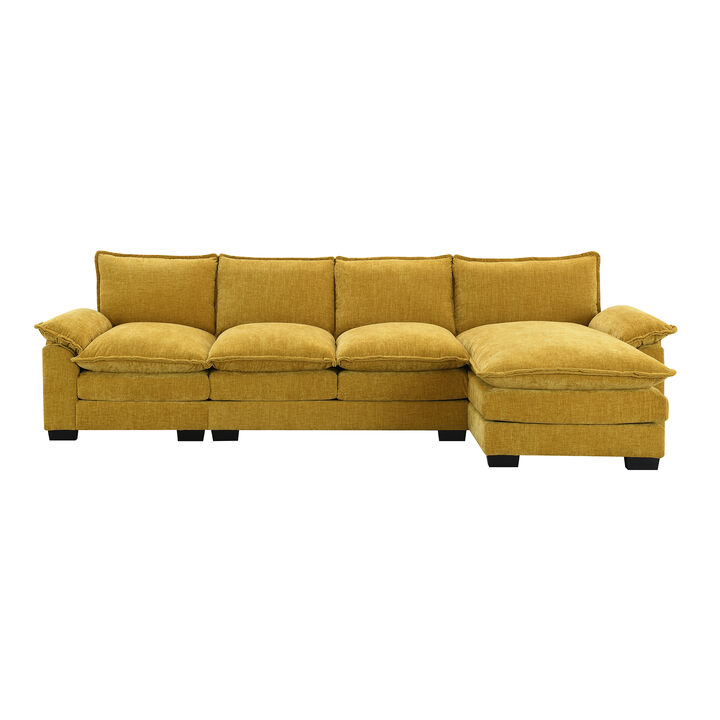 Merax 5-seat Upholstered Cloud Sofa with Double Seat Cushions