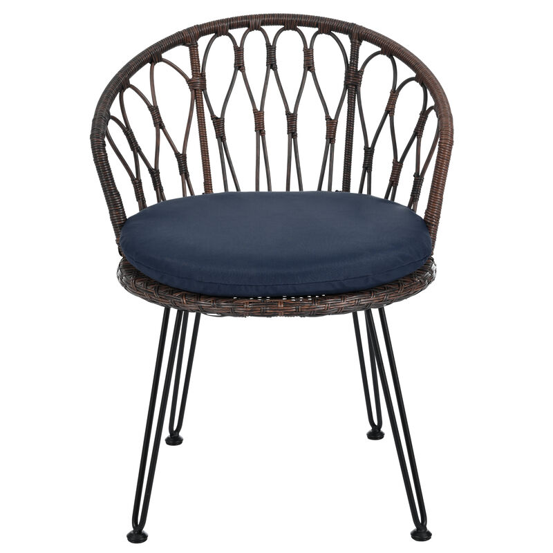 Whisen Outdoor Leisure Set, 2 Rattan Single Chairs with A Glass Round Table, Perfectly Suited for Patios, Balconies, and Courtyards - Gray