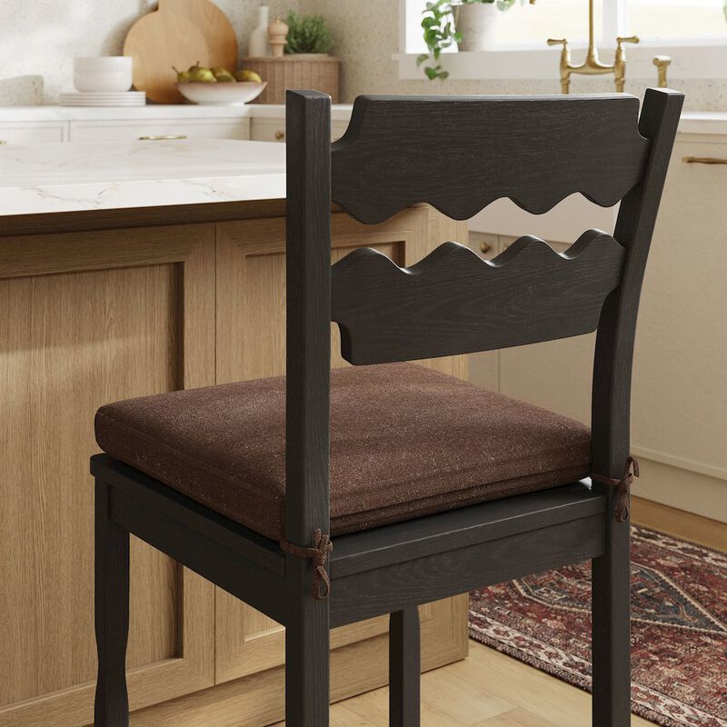 Jax Oak Wood Counter Stool With Wavy Razor Back and Cushion image number 9