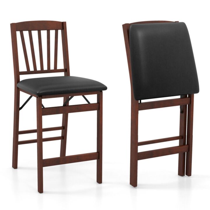 Hivvago Set of 2 Counter Height Chairs Folding Kitchen Island Stool with Padded Seat
